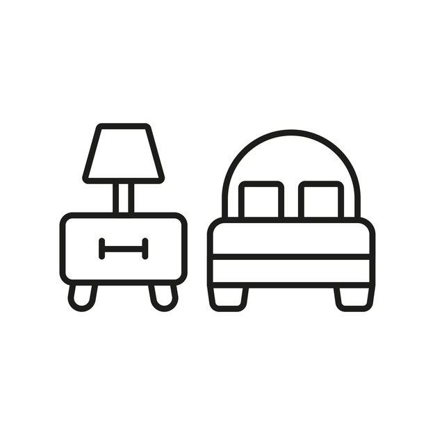 Vector de iconos de mesita de noche y conjunto de camas