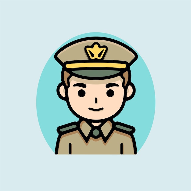 Vector de íconos militares masculinos y lindos