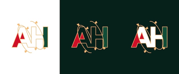 Vector de íconos de monograma basado en el logotipo inicial de la empresa con letras creativas mínimas AH HA