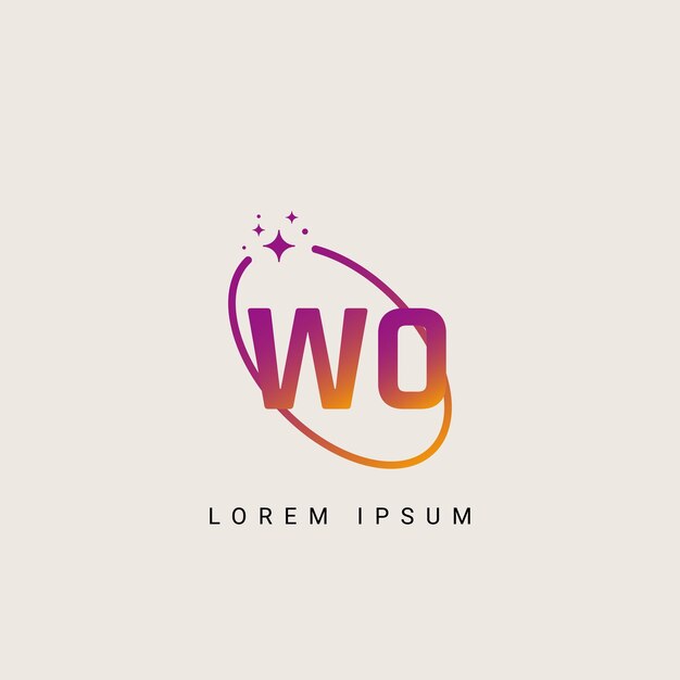 Vector de íconos de monograma basado en el logotipo inicial de la empresa de letras WO OW