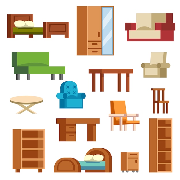 Vector vector de iconos de muebles aislado