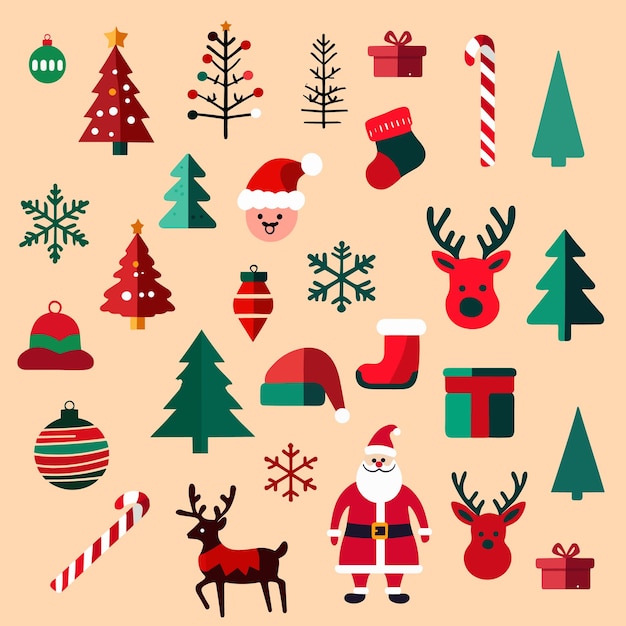Vector iconos de Navidad siluetas de Navidad aisladas sobre fondo