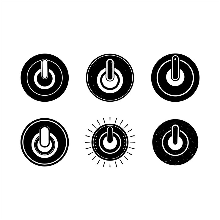 Vector el vector de iconos onoff para los diseños de uiux es perfecto para los botones de cambio y las interfaces de configuración