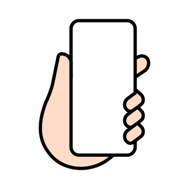 Vector de iconos de pantalla táctil de teléfono inteligente o móvil con la mano tocando el toque