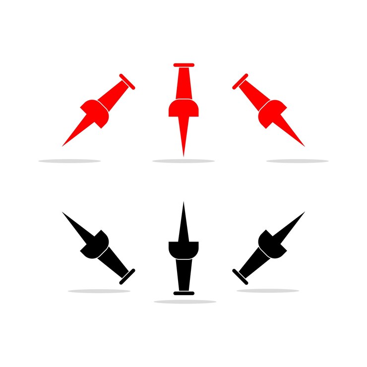 Vector de íconos de pin de empuje Vector de pin de bolsillo de empujón Papiers de embuje Icones de pin de empujones Vector de pines