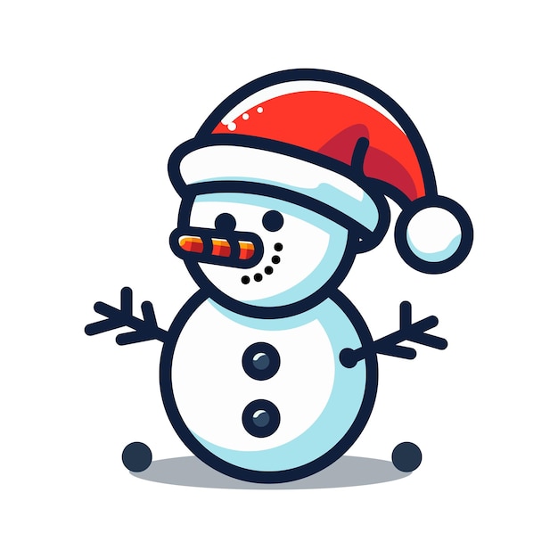Vector de íconos planos del hombre de nieve de Navidad