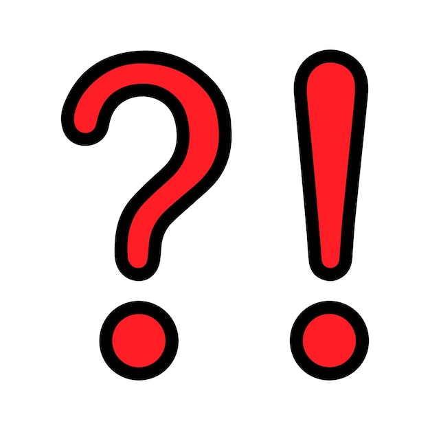 Vector de iconos de preguntas y exclamaciones sobre fondo blanco