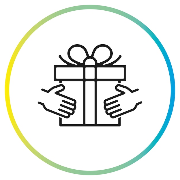 Vector de íconos de regalos en las manos