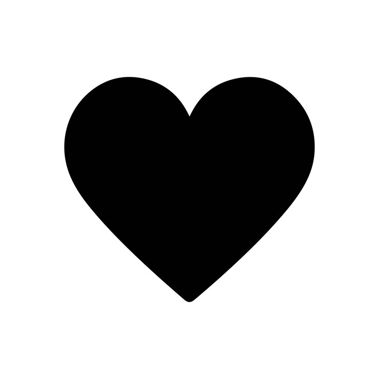 Vector vector de íconos de silueta de color negro sencillo de corazón