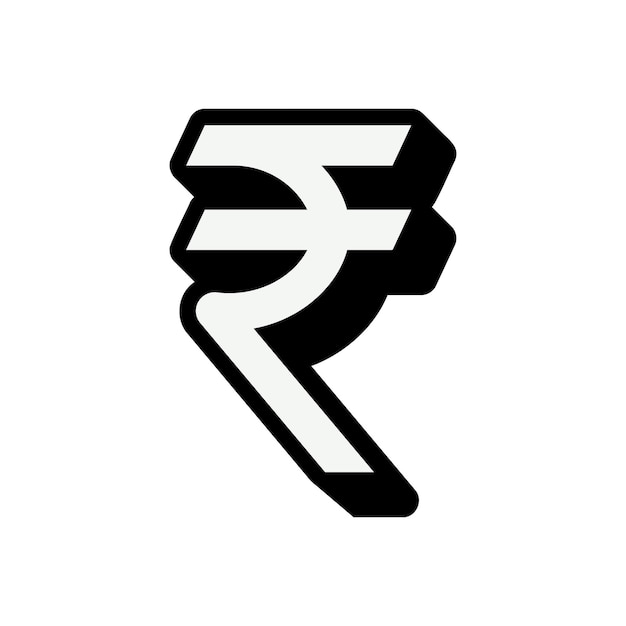Vector de iconos de símbolos en 3D de la rupia india