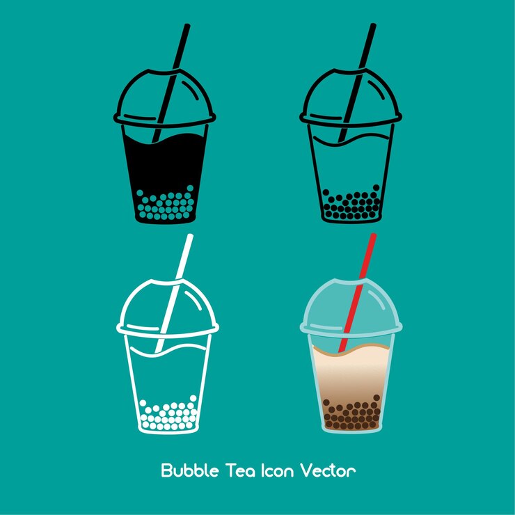 Vector de íconos de té con burbujas