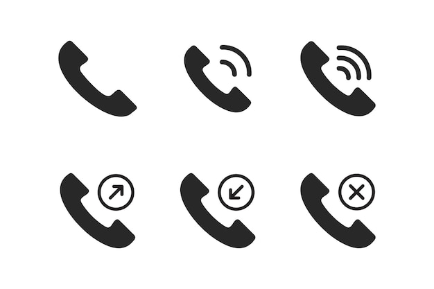 Vector de íconos de teléfono y colección de íoncos de teléfono o conjunto de símbolos de ícones móviles