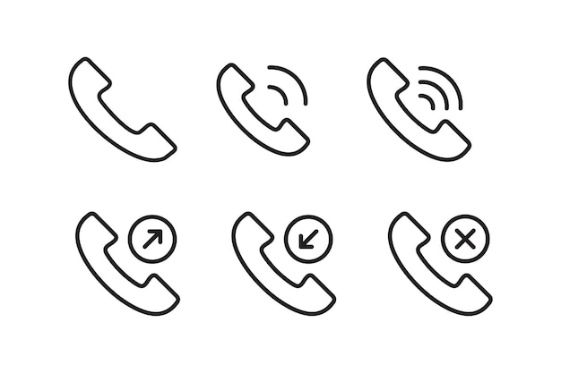 Vector de íconos de teléfono o colección de íoncos de teléfono y conjunto de símbolos de ícones móviles