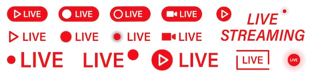 Vector iconos de transmisión en vivo Vídeo en línea sobre señales de aire