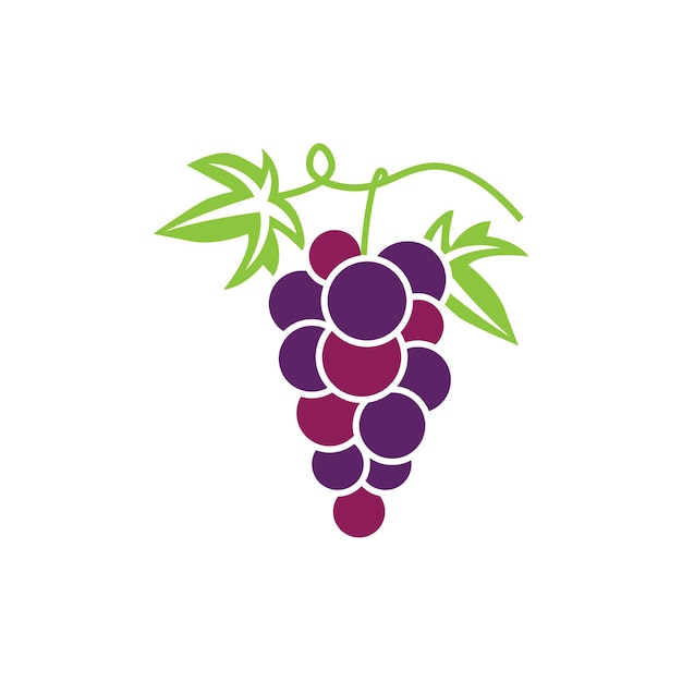 Vector de íconos de uvas con el logotipo de la uva simple