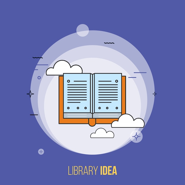 Vector de la idea de la biblioteca Concepto de diseño plano moderno.