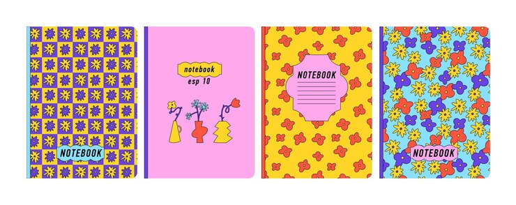 Vector illustartion plantillas portadas para cuadernos planificadores folletos libros catálogos Flowe