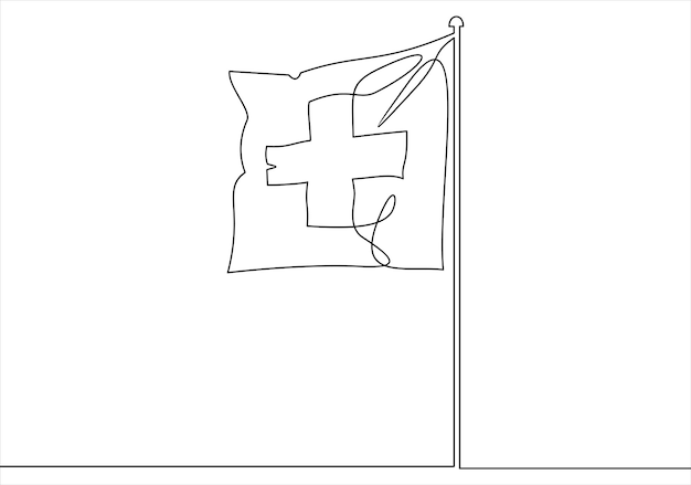 Vector illustration flag of switzerland.vector line - dibujo de línea continua