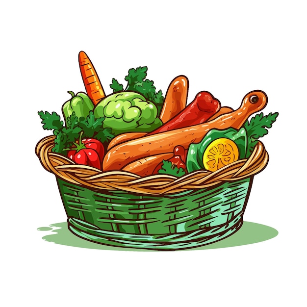 Vector vector_illustration_grocery_basket_green_basket