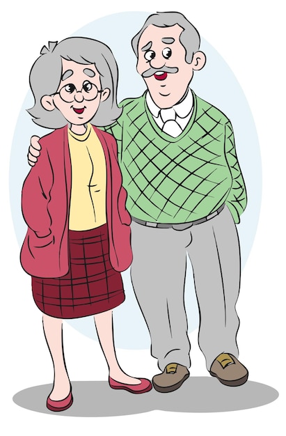 vector illustration of a beautiful old couple