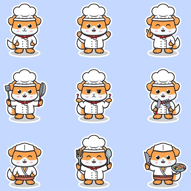 Vector Illustrations of cute Dog chef mascot cartoon character