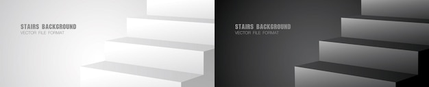 vector de ilustración 3d de fondo gráfico de escaleras mínimas frescas en blanco y negro
