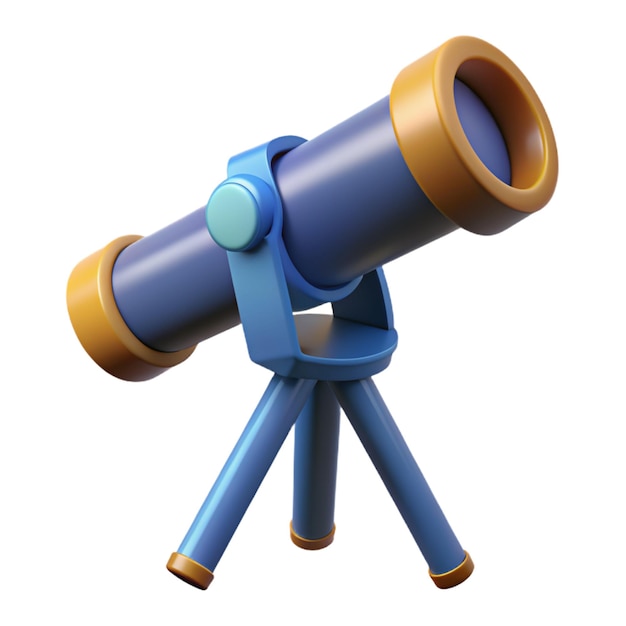 Vector vector de ilustración 3d de un telescopio azul