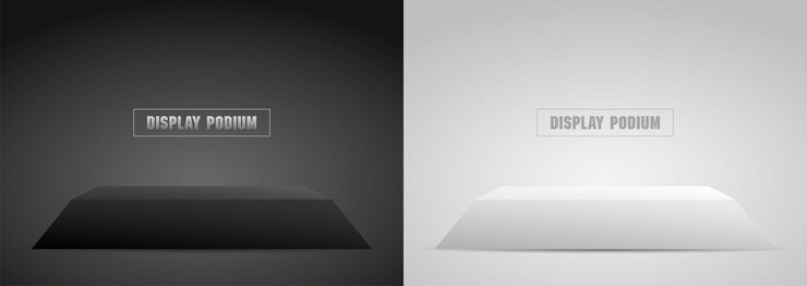 vector de ilustración 3d de visualización de podio trapezoidal mínimo en blanco y negro para colocar su objeto