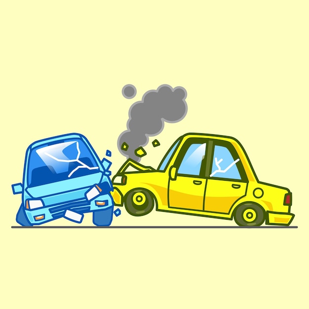 Vector de ilustración de accidentes de tráfico de dibujos animados