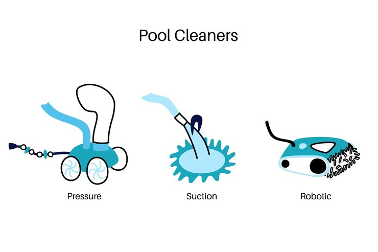 Vector vector ilustración aislada de las aspiradoras automáticas de piscina. robótica, presión