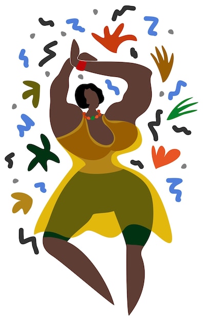 Vector ilustración aislada de mujer negra bailando.