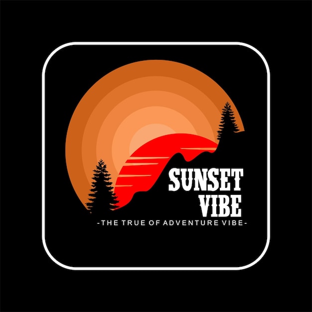 VECTOR DE ILUSTRACIÓN DEL AMBIENTE DE LA PUESTA DEL SOL EN LA COLINA