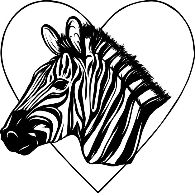Vector de ilustración animal cebra en blanco y negro