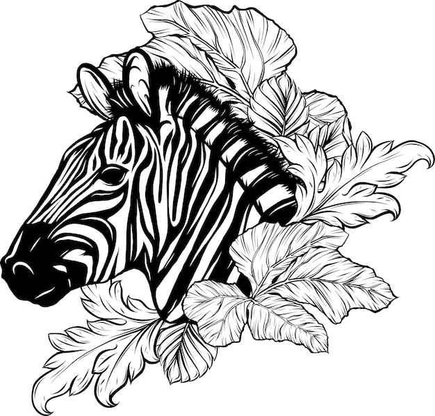 Vector de ilustración animal cebra en blanco y negro