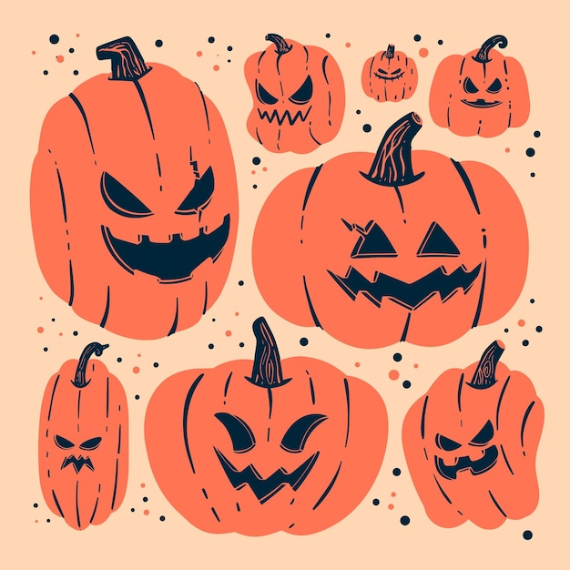 Vector vector de ilustración de arte de doodle de halloween jack o linterna