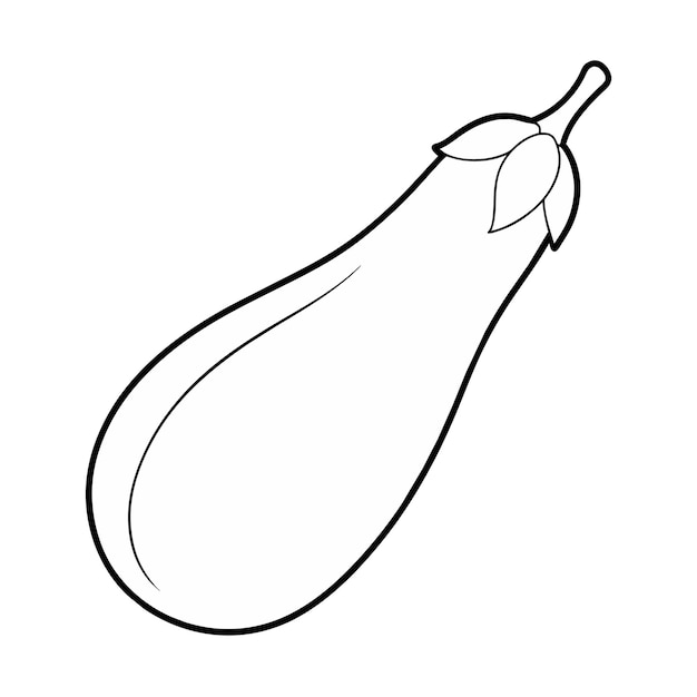 Vector de la ilustración de berenjena página de colorear para niños en blanco