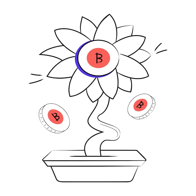 Vector de ilustración de bitcoins de crecimiento premium