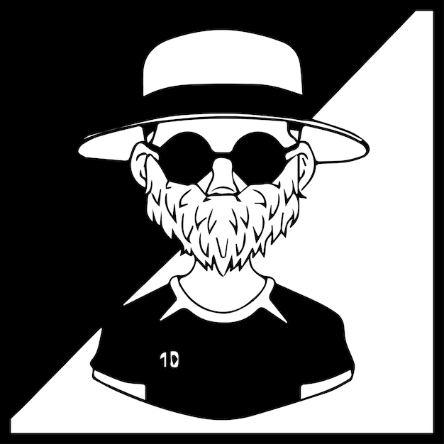 Vector de ilustración en blanco y negro de cara de hombre