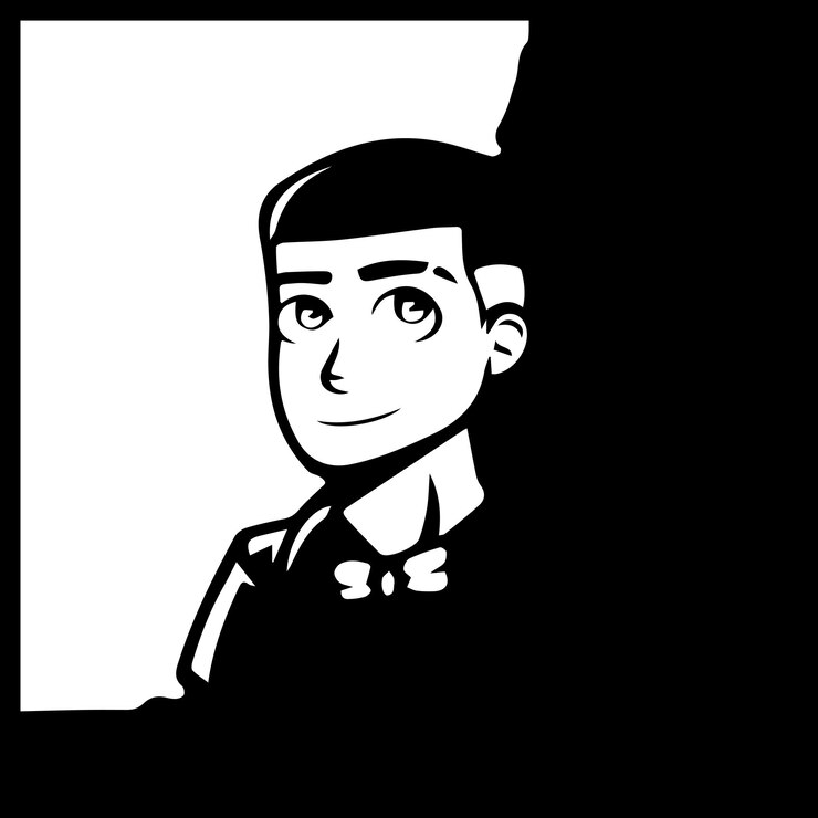 Vector vector de ilustración en blanco y negro de cara de hombre