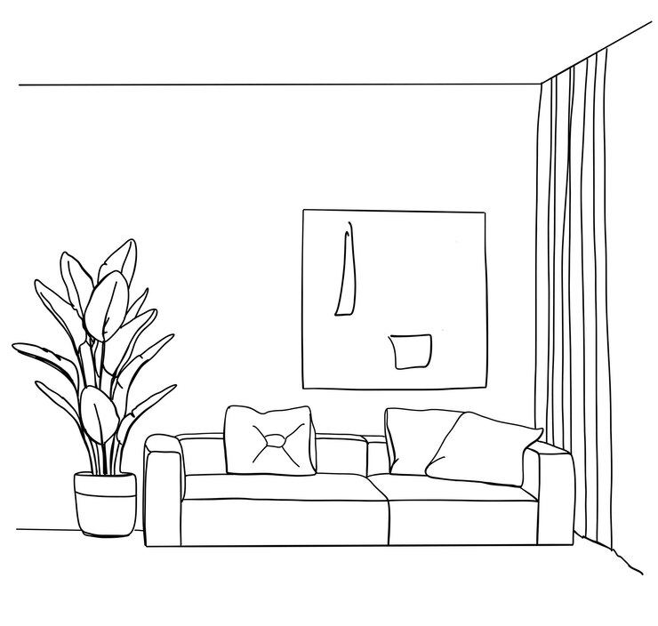 Vector de ilustración de boceto interior de casa