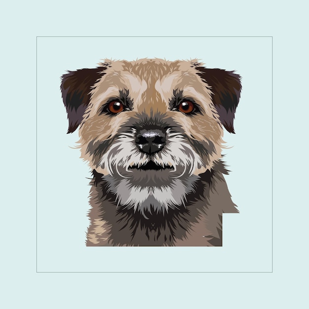 Vector vector de ilustración de la cabeza del perro del border terrier