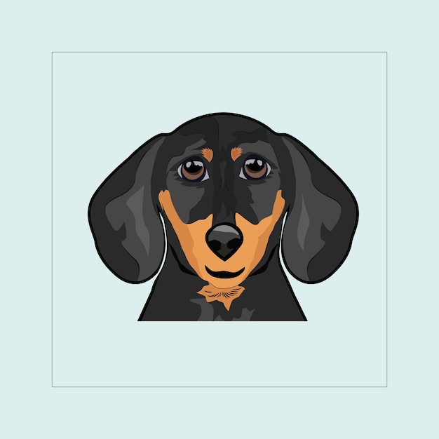 Vector de ilustración de la cabeza de perro de Dachshund