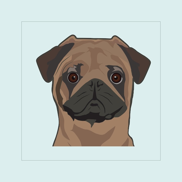 Vector de ilustración de la cabeza del perro Pug