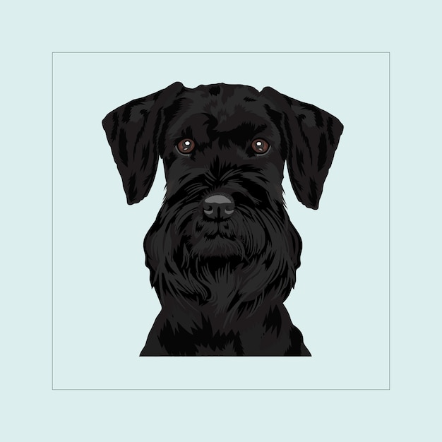 Vector de ilustración de la cabeza del perro Schnauzer gigante