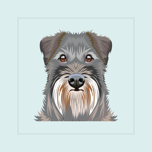 Vector de ilustración de la cabeza de un perro Schnauzer en miniatura