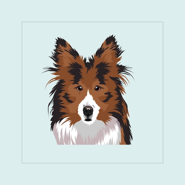 Vector de ilustración de la cabeza de un perro Sheltie
