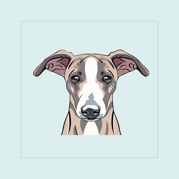 Vector de ilustración de la cabeza de perro whippet