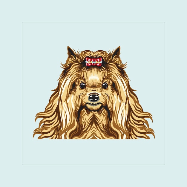 Vector de ilustración de la cabeza del perro Yorkshire Terrier