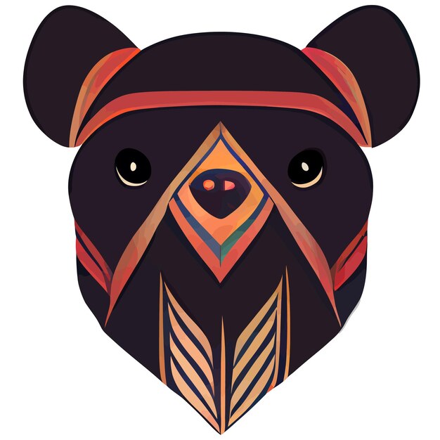 vector de ilustración de cara de oso lindo aislado en blanco con estilo tribal bueno para logotipo