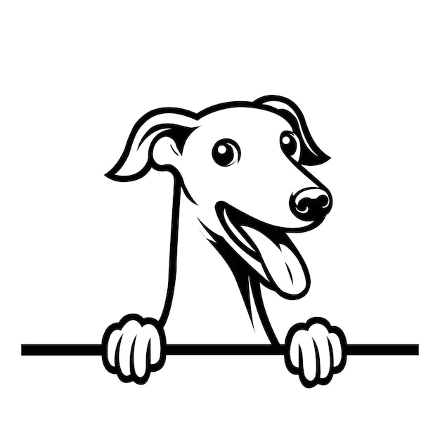 Vector de ilustración de la cara de un perro galgo que espió